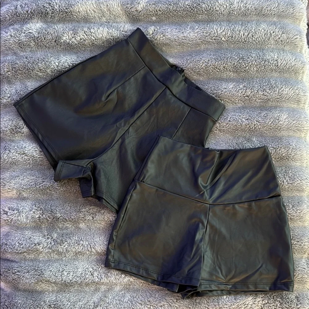 Black Faux Leather Women's Shorts - Picture 7 of 7